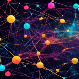 Create an image depicting a futuristic digital network, symbolizing the Agent Graph System from xpander.ai. In this network, various AI agents are represented as interconnected nodes, each glowing wit