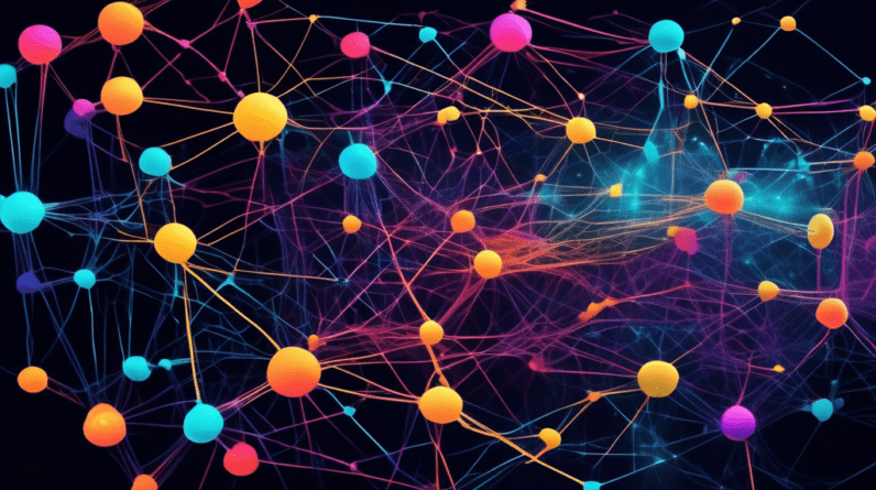 Create an image depicting a futuristic digital network, symbolizing the Agent Graph System from xpander.ai. In this network, various AI agents are represented as interconnected nodes, each glowing wit